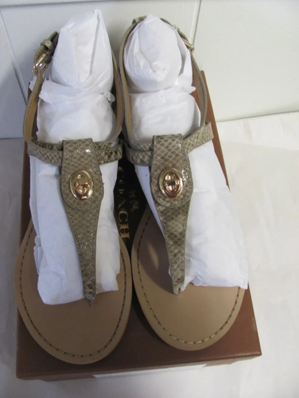COACH INGRID NAT. PRINT SNAKE SANDALS NIB